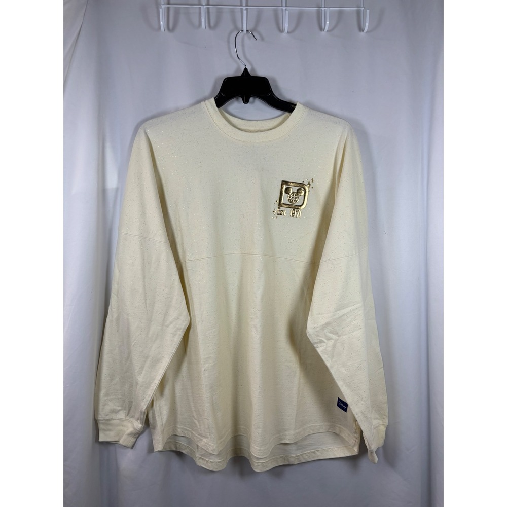 Disney Spirit Jersey Walt Disney World Gold Glitter Cream Metallic XL Womens